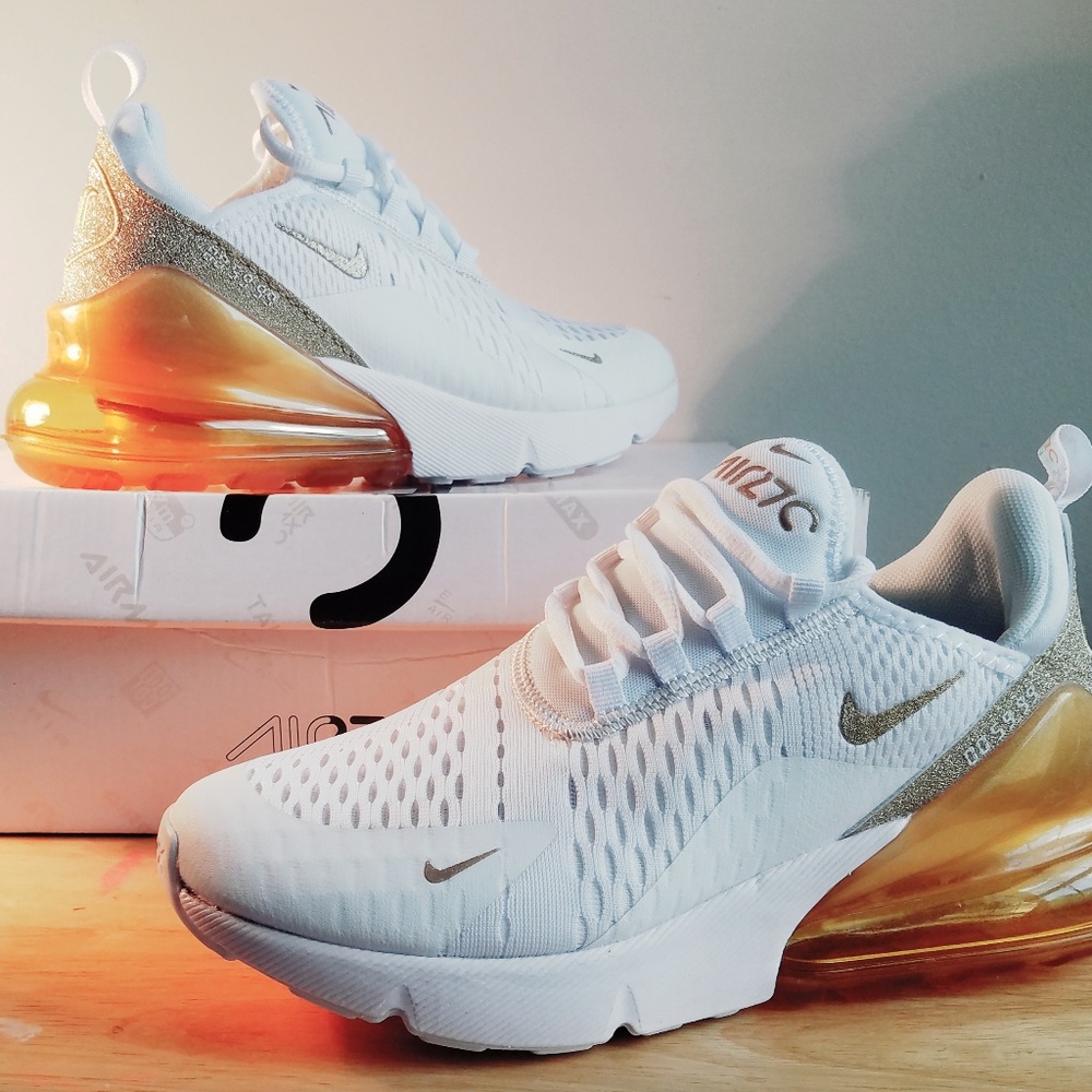 Nike Air Max 270 White/Gold Womens 7.5